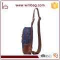 Al aire libre Biking cuero genuino cruzado cuerpo hombres pecho Sling Bags